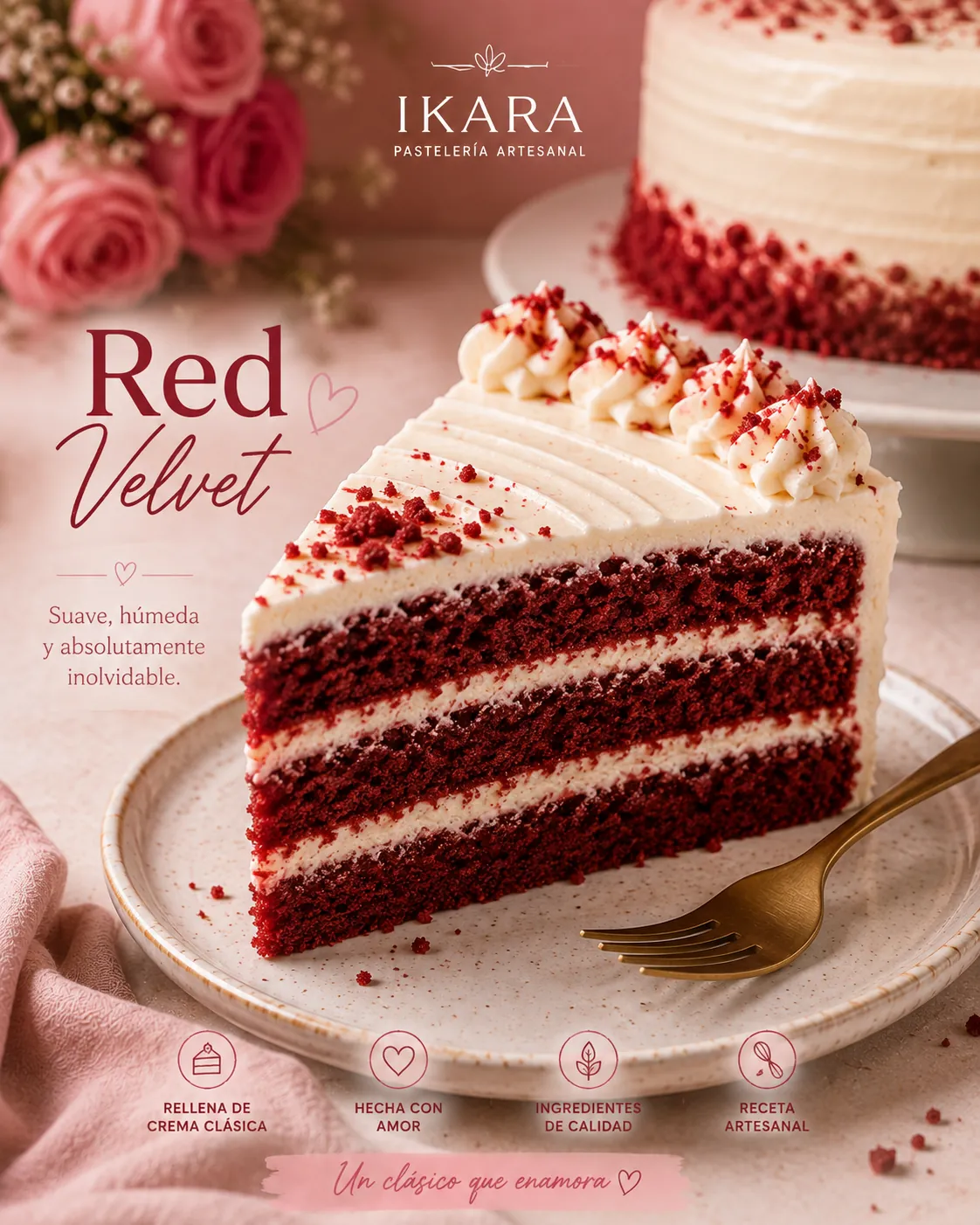 Torta Red Velvet artesanal de IKARA