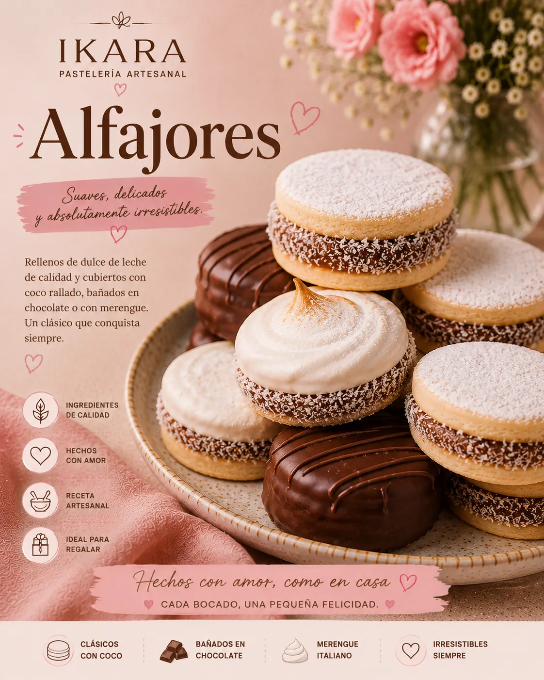 Alfajores artesanales de dulce de leche