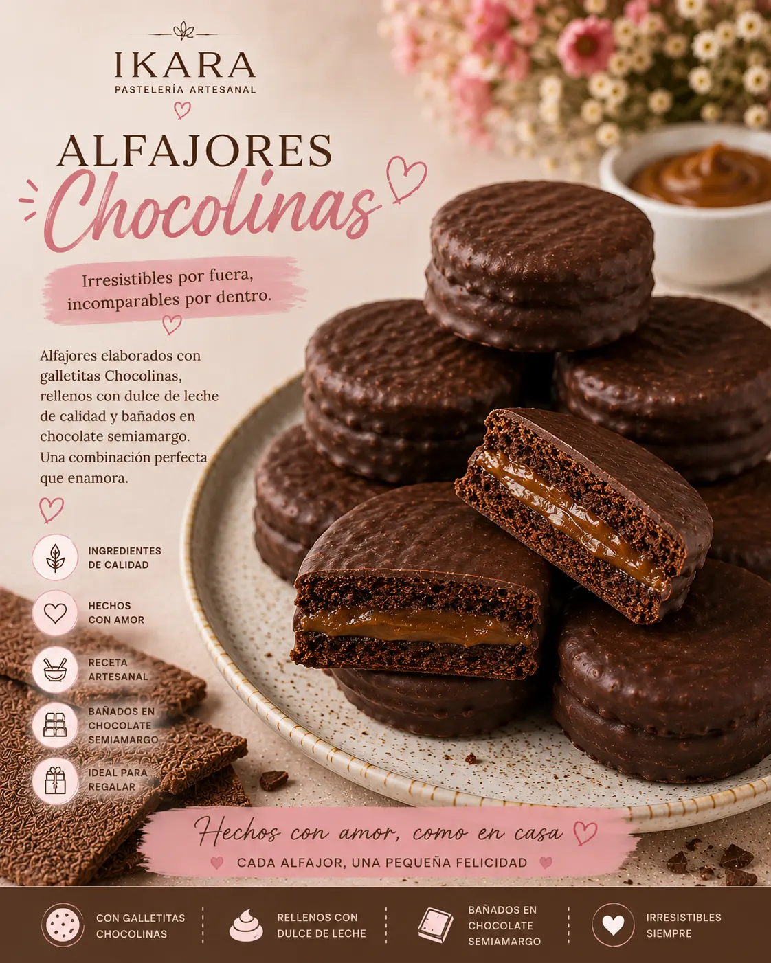 Alfajores Chocolinas bañados en chocolate