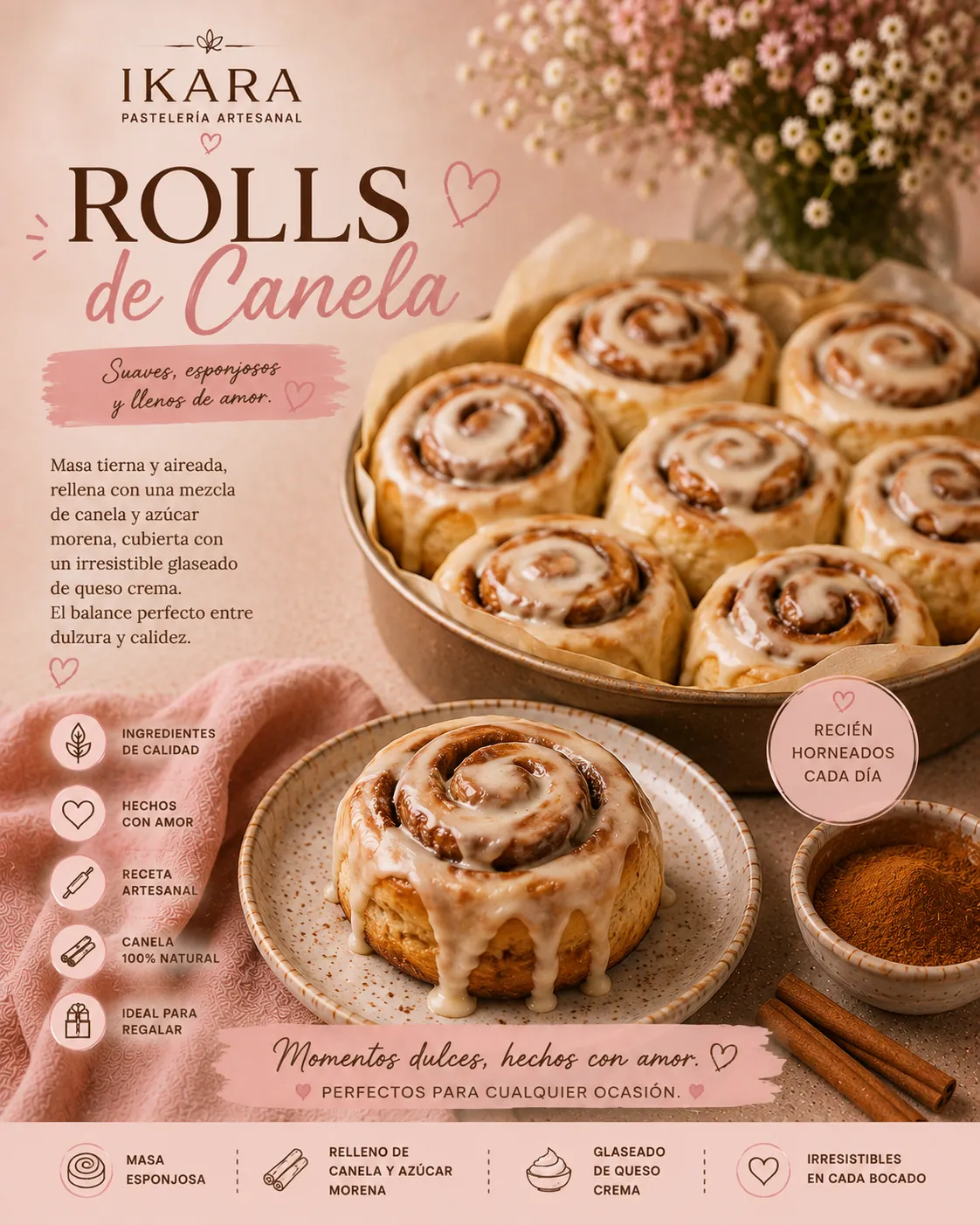 Rolls de canela glaseados